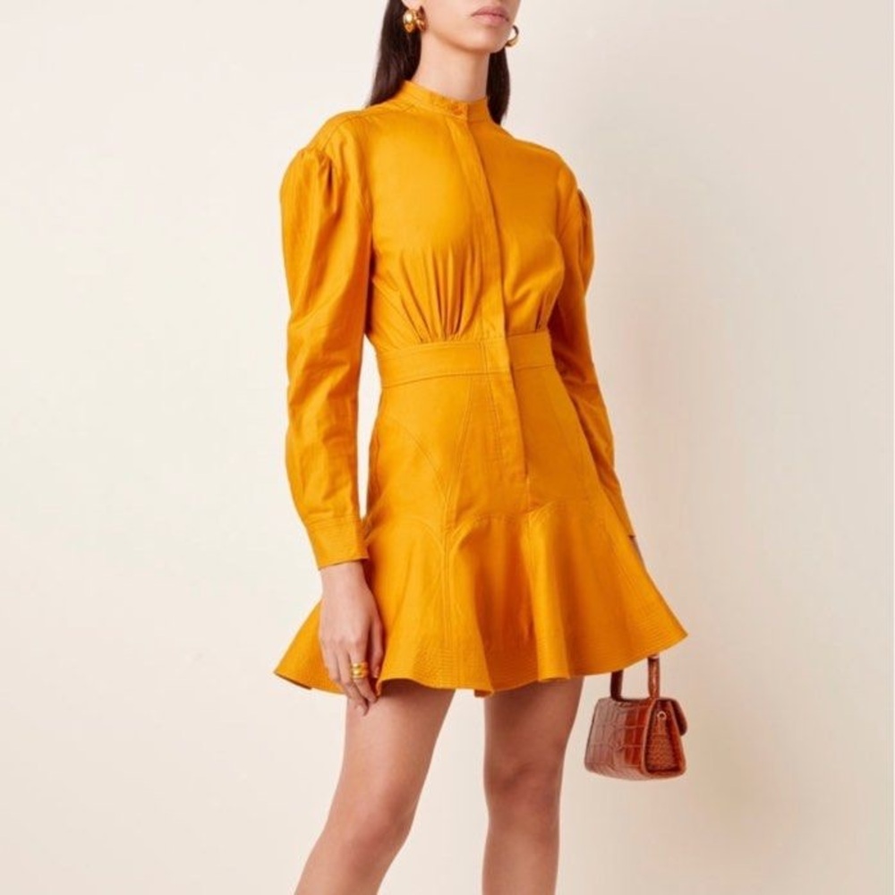 Acler Lewis Cotton Shirt Dress in Orange/Brown